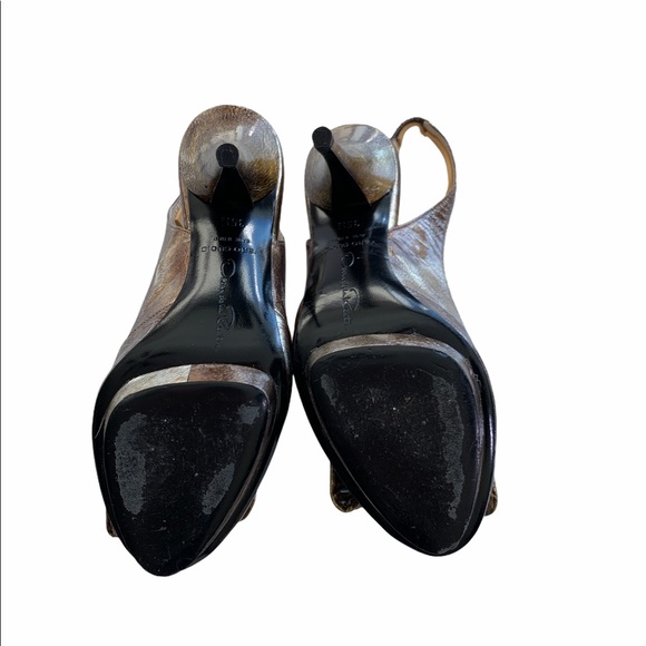 Oscar de la Renta peep toe pumps gold/brown sz 5.5 - Picture 7 of 7